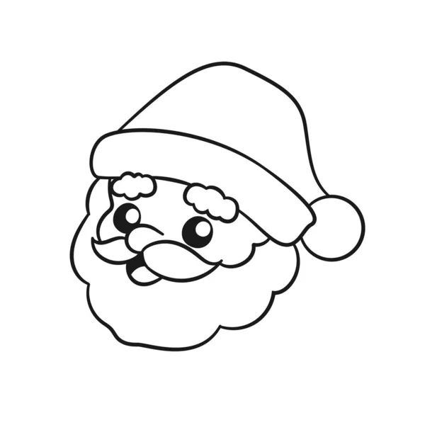 Happy Santa Claus Head Cartoon Illustration Line Art Coloring Book — Stockvektor