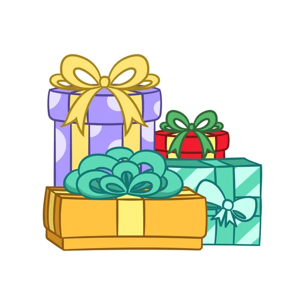 Gift Boxes Bow Cartoon Clipart Christmas Birthday Present Illustration — Vector de stock