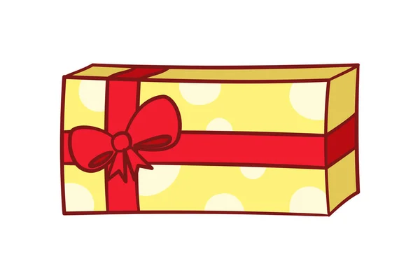 Gift Box Bow Cartoon Christmas Birthday Present Illustration — Stok Vektör