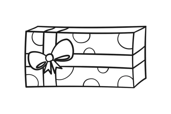 Gift Box Polka Dots Bow Cartoon Christmas Birthday Present Illustration — Vector de stock