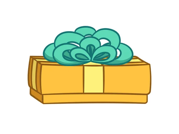 Gift Box Bow Cartoon Christmas Birthday Present Illustration — Stock Vector