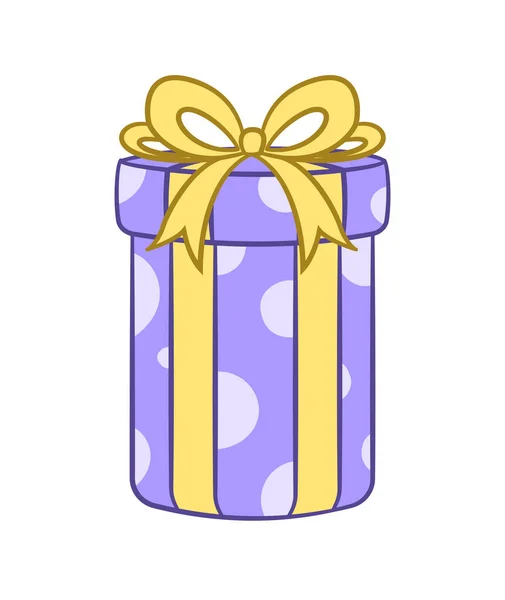 Gift Box Polka Dots Bow Cartoon Christmas Birthday Present Illustration — Stockvektor