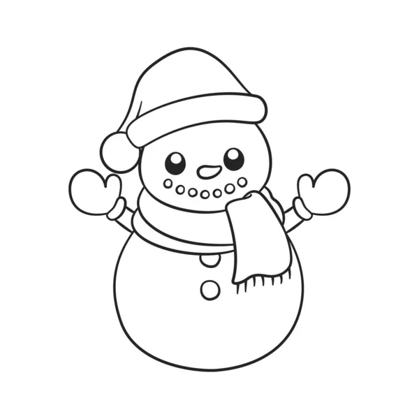 Bonito Homem Neve Vestindo Chapéu Papai Noel Lenço Esboço Doodle —  Vetores de Stock