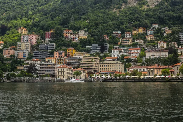 stock image Como, Italy - June 15, 2017: View of Traditional Colorful Buidings in Lake Como