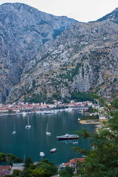 Boka Kotorska Bay Montenegro July 2017 View Boats Boka Bay — Fotografia de Stock