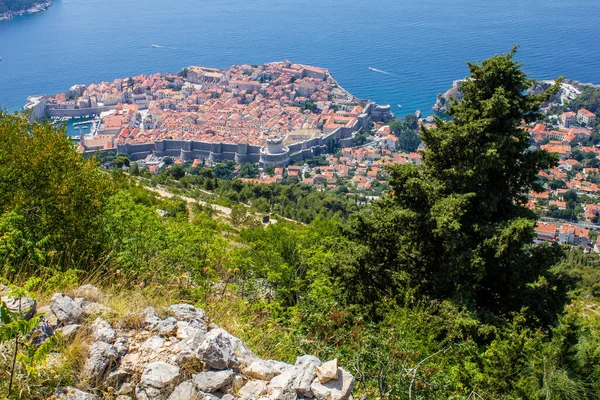 Vista Panorâmica Dubrovnik Lokrum Island Dia Ensolarado — Fotografia de Stock