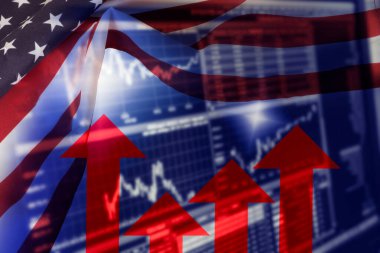 ABD bayrağı ve okların finansal grafik geçmişi