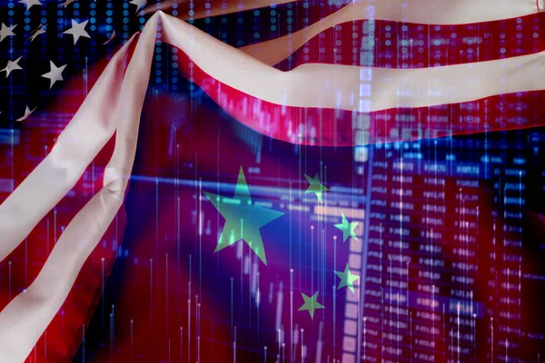 Economía Comercio Bandera Estados Unidos China — Foto de Stock