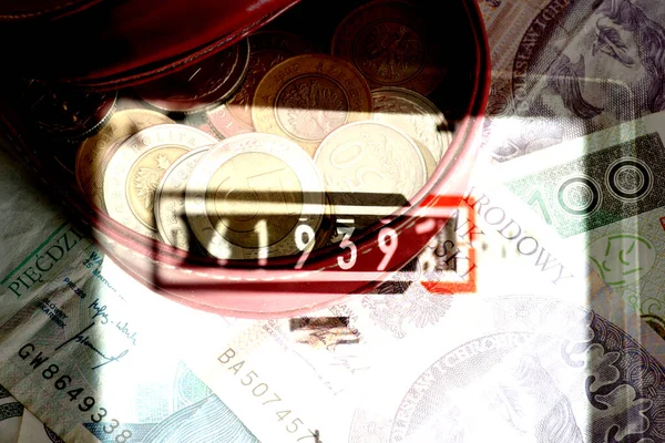 Electricity Meter Money Polish Zloty Pln — Stock Photo, Image