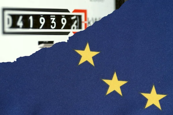 Bandiera Dell Unione Europea Contatore Dell Elettricità — Foto Stock