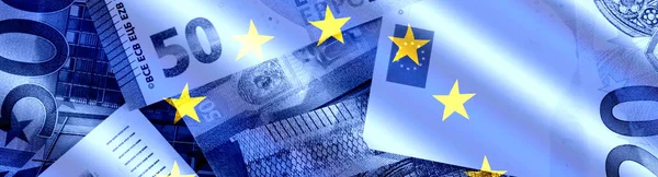 Флаг Европейского Союза Деньги Евро — стоковое фото