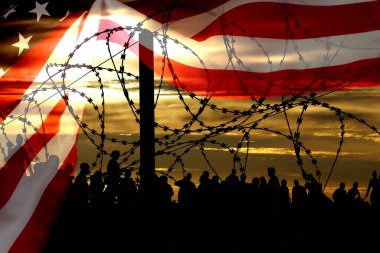 Migrants on the border with the USA
