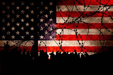 Migrants on the border with the USA