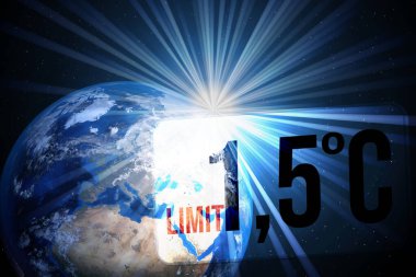 The world and the temperature rise of 1.5 degrees Celsius clipart