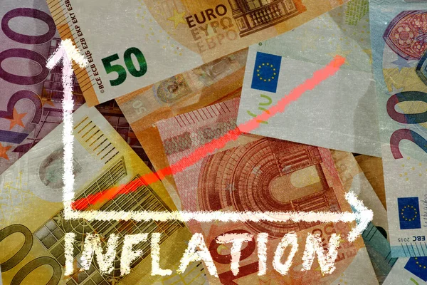 Euro Banknotes Rising Inflation Europe — Foto Stock