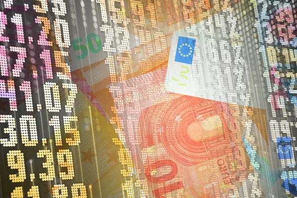 Euro Banknoten Und Preisschild Der Börse — Stockfoto