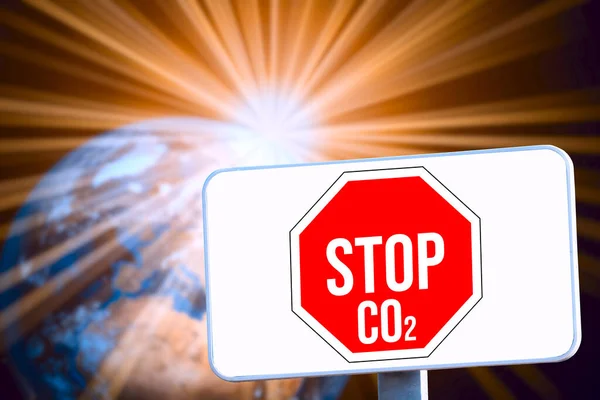 Planet Earth Sign Stop Co2 — Stock Fotó