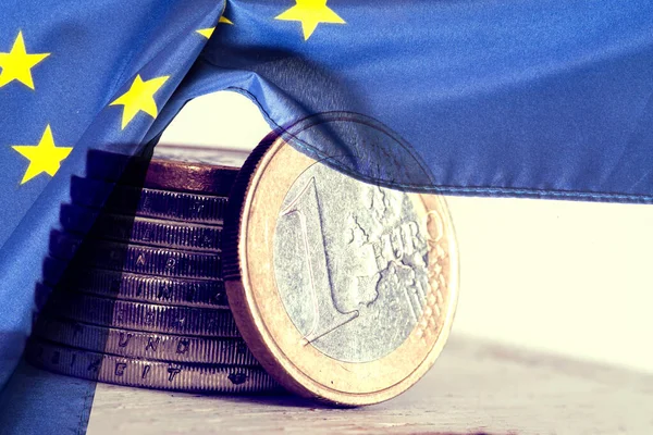 Euro Coins European Union Flag — Stock Fotó