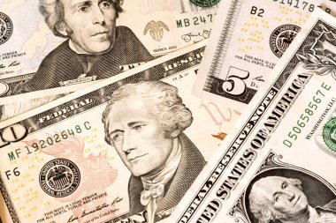 Close up of one dollar banknotes