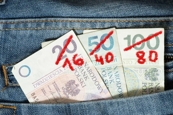 Pénz Lengyel Zloty Pln Infláció Lengyelországban — Stock Fotó