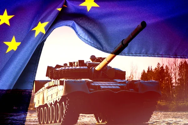 Avrupa Birliği 'nin bir tank ve bayrağı