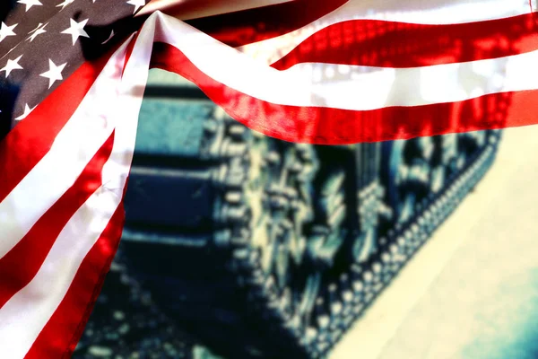 美国国旗和坦克 — 图库照片