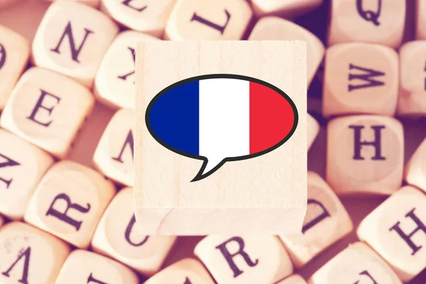 French language, letters and flag of France