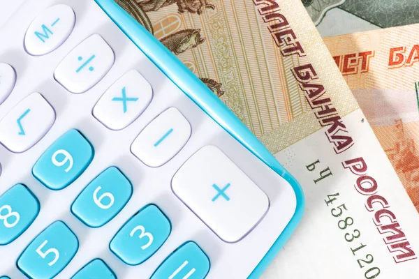Money Russian Rubles Calculator — Stock Photo, Image