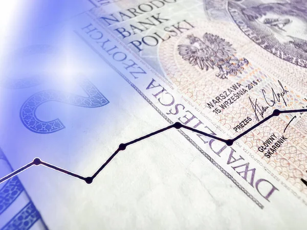 Polnische Zloty Währung Und Finanzgrafik Als Hintergrund — Stockfoto