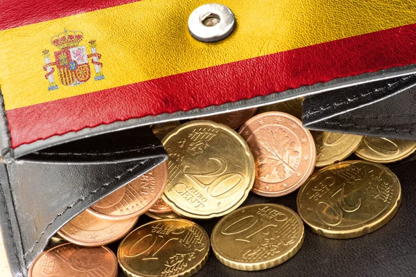 Spanish flag, wallet and euro coins