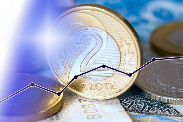Coin Polish Zloty Economy Poland — Stock Photo, Image