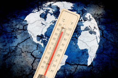 Thermometer, planet earth and the drought