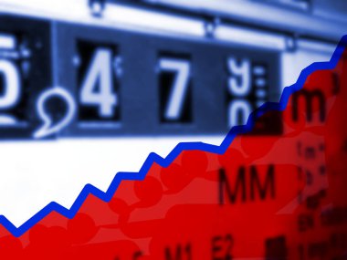 Artan benzin fiyatları için gaz ölçer ve eğri