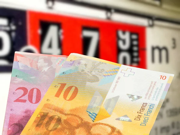 Pengar Schweiziska Franc Och Gaspriser Schweiz — Stockfoto