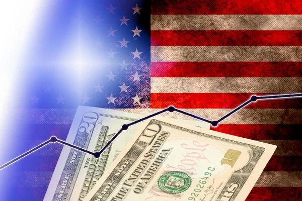 Flag Usa Dollar Bills Curve — Stock Photo, Image