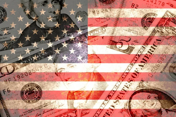 Флаг Сша Долларовые Банкноты — стоковое фото