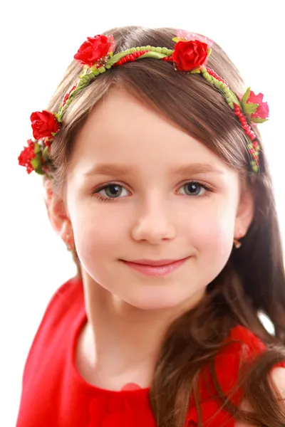 Retrato de uma linda menina close-up — Fotografia de Stock