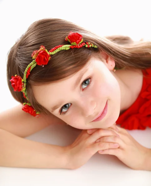 Retrato de uma linda menina close-up — Fotografia de Stock