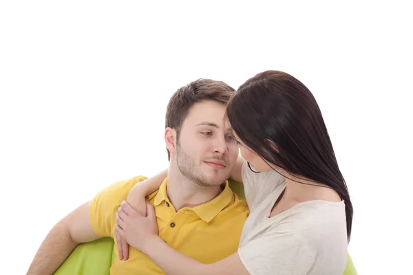 Retrato de casal feliz isolado no fundo branco — Fotografia de Stock