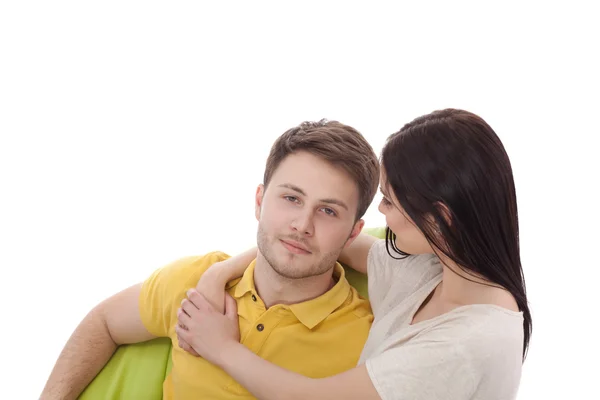 Retrato de pareja feliz aislado sobre fondo blanco —  Fotos de Stock