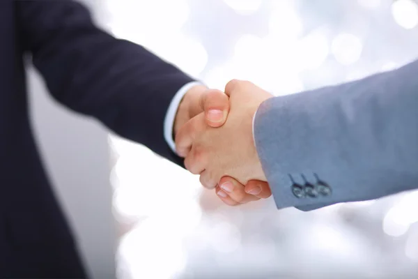 Handshake - Hand holding on white — Stock Photo, Image