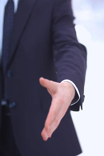 Portret van zakenman hand geven voor handdruk, geïsoleerd op — Stockfoto