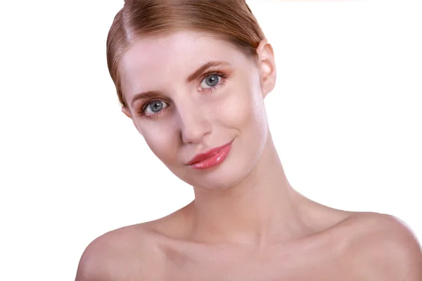 Retrato de mulher bonita isolado em branco — Fotografia de Stock