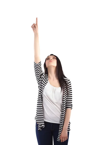 Portrait of a successful woman showing something — Stock Photo, Image