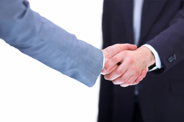 Businessmen shaking hands, isolated on white. — Stock Photo, Image