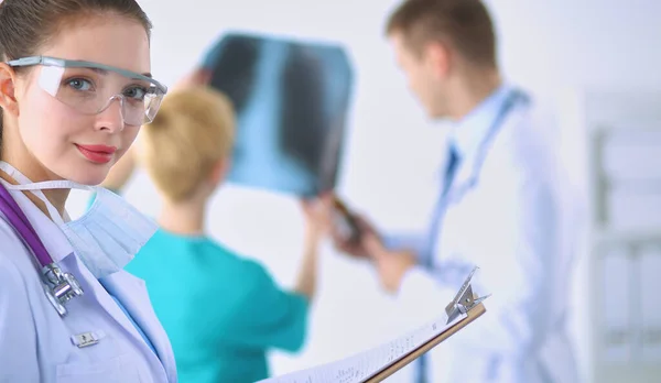 Woman Doctor Standing Folder Hospital — Stock Photo, Image