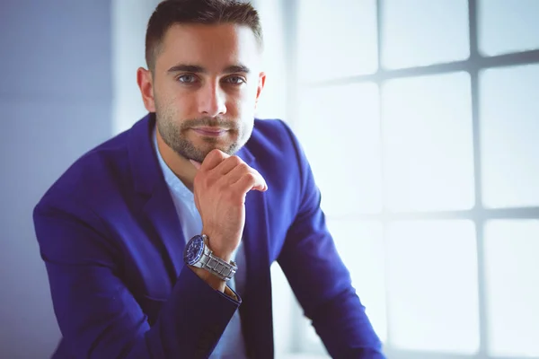 Young Business Man Drinking Cup Coffee Tea — Stock Photo, Image