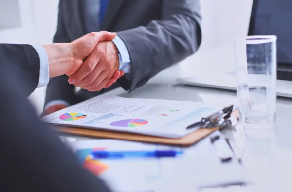 Geschäftlicher Händedruck Geschäftsleute Schütteln Hände Beenden Ein Meeting — Stockfoto