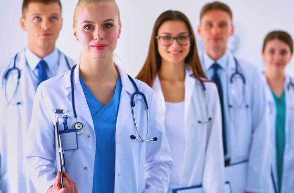 Portrait Group Smiling Hospital Colleagues Standing Together — Stock Photo, Image