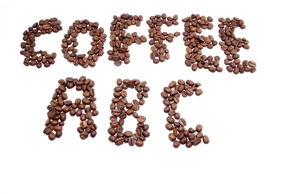 Kawa w ziarnach abc — Zdjęcie stockowe